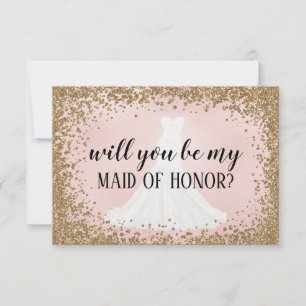 Blushing Glitzer Bridesmaid Vorschlag Card