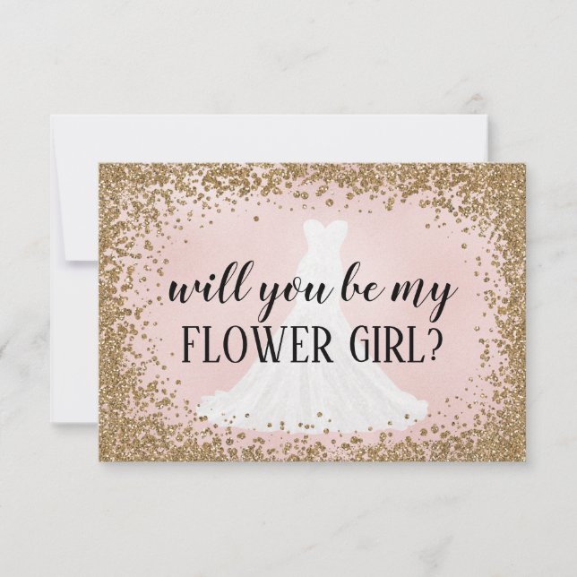 Blushing Glitzer Bridesmaid Vorschlag Card (Vorderseite)