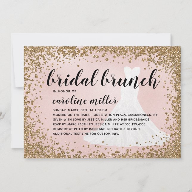 Blushing Glitzer Bridress Brautparty Brunch (Vorderseite)