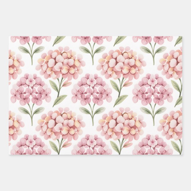 Blushing Hydrangea Geschenkpapier Set (Vorderseite)