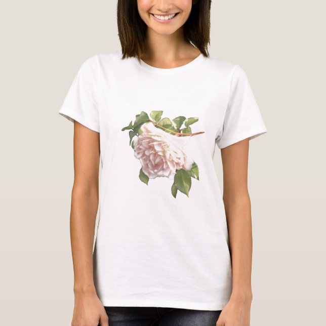 Blushing Ivory Peach Rose T-Shirt (Vorderseite)