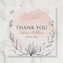 Blushing Peach Floral Wreath Wasserfarbe Geschenkanhänger