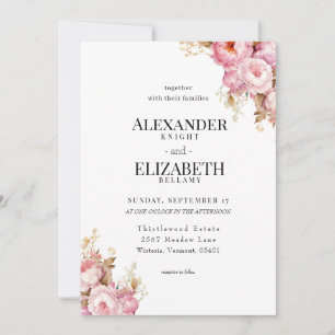 Blushing Peony Blooms Wedding Einladung