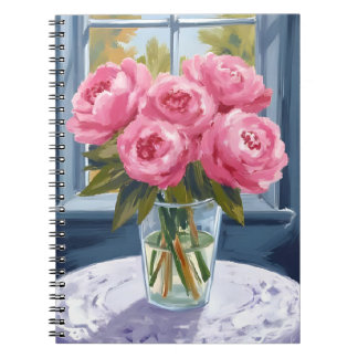 Blushing Peony Bouquet | Pink Flower Painting Notizblock