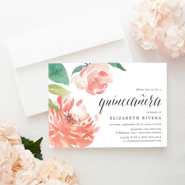 Blushing Peony | Einladung von Quinceanera (Von Creator hochgeladen)