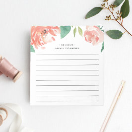 Blushing Peony | Personalisiert Linde Notizblock