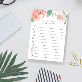 Blushing Peony | Personalisiert zu erledigende Lis Post-it Klebezettel