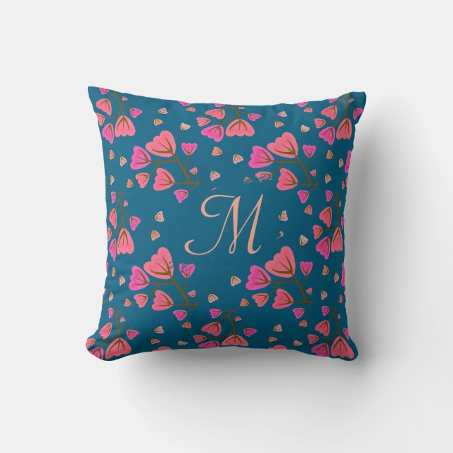Blushing Petals Floral Throw Pillow Kissen (Vorderseite)