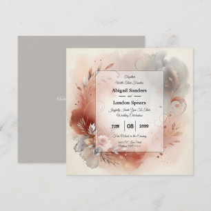 Blushing Petals und Silver Wirbel Hochzeit Einladung