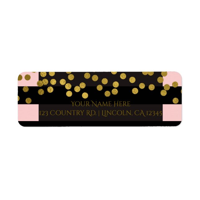 Blushing Pink & Black Stripes Gold Imitate Foil Do (Vorne)