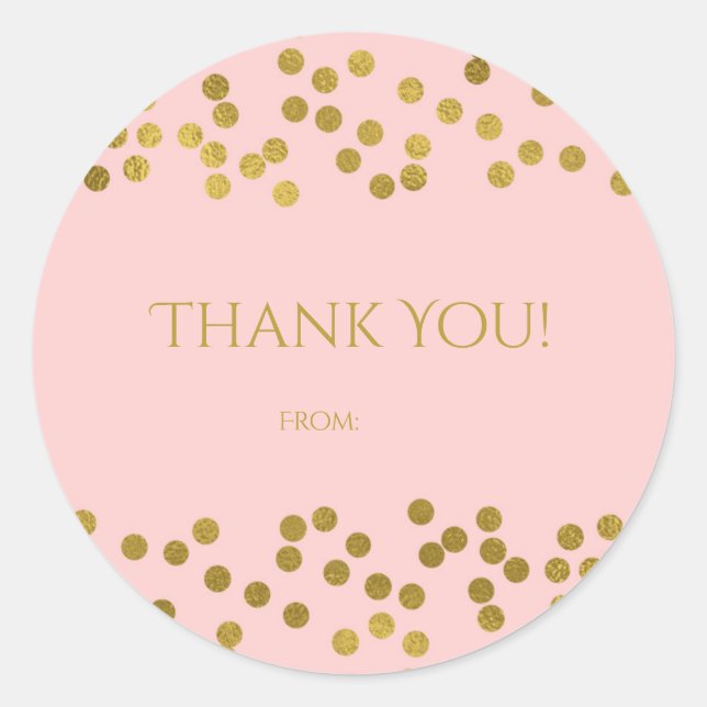 Blushing Pink & Gold Imitate Foil Confetti Dots Be Runder Aufkleber (Vorderseite)