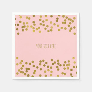Blushing Pink & Gold Imitate Foil Confetti Dots Serviette