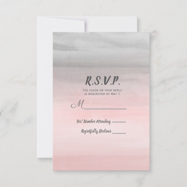Blushing Pink & Gray Moderne Aquarellfarben UAWG A RSVP Karte (Vorderseite)