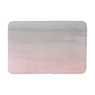 Blushing Pink & Gray Moderne Wasserfarbe Girly Gla Badematte