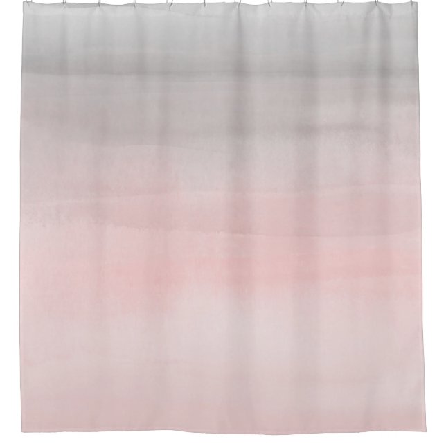Blushing Pink & Gray Moderne Wasserfarbe Girly Gla Duschvorhang (Vorderseite)