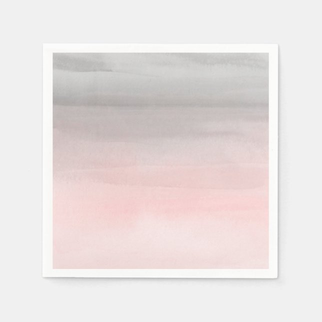 Blushing Pink Gray Moderne Wasserfarbe Ombre Chic Serviette (Vorderseite)