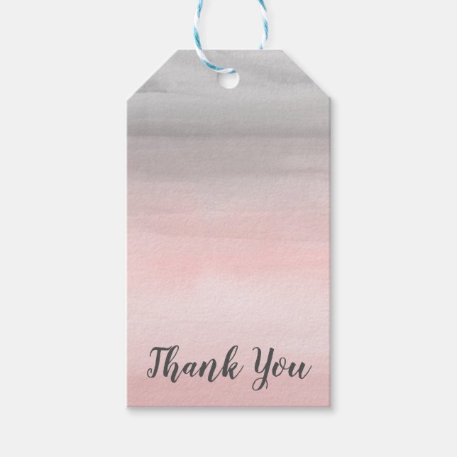 Blushing Pink & Gray Moderne Wasserfarbe Ombre Geschenkanhänger (Vorderseite)