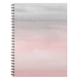 Blushing Pink & Gray Moderne Wasserfarbe Ombre Gla Notizblock