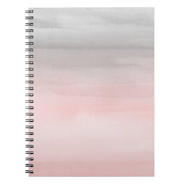 Blushing Pink & Gray Moderne Wasserfarbe Ombre Gla Notizblock (Vorderseite)