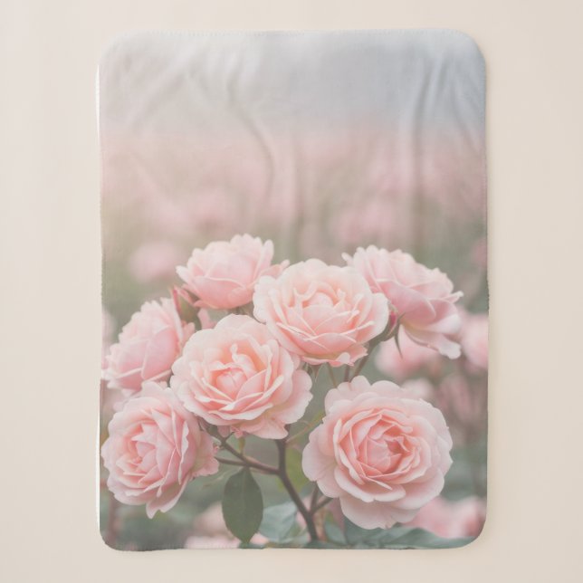Blushing Pink Rose Field Blankon Sherpadecke (Vorderseite)