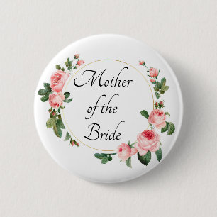 Blushing Pink Rose Mutter der Braut Button