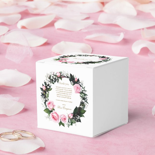 Blushing Romance: Pink Rose Brautparty Vielen Dank Geschenkschachtel (Hochzeit)