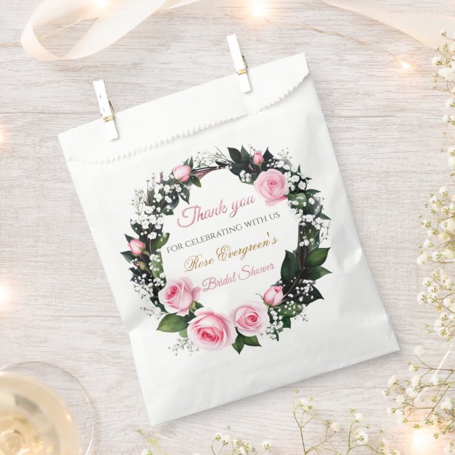 Blushing Romance: Pink Rose Brautparty Vielen Dank Geschenktütchen (Ausgeschnitten)