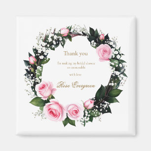 Blushing Romance: Pink Rose Brautparty Vielen Dank Magnet