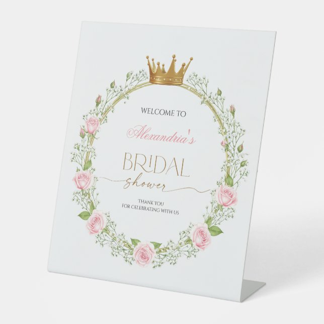 Blushing Romance: Pink Roses & Baby’s Breathe Sockelschild (Vorderseite)