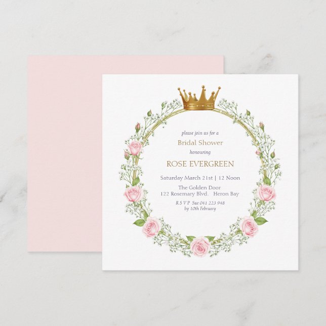 Blushing Romance: Rosa Rosen und Baby's Breathe Einladung (Vorne/Hinten)