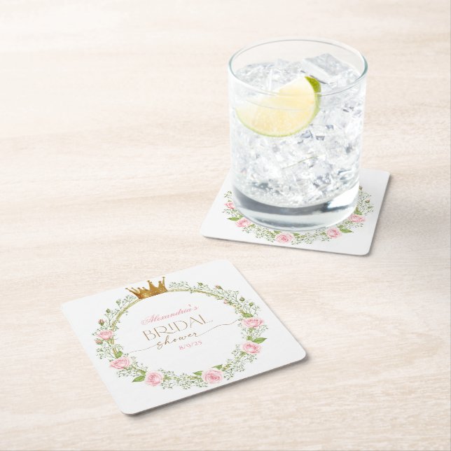 Blushing Romance: Roses & Baby's Breathe Rechteckiger Pappuntersetzer (Vor Ort)