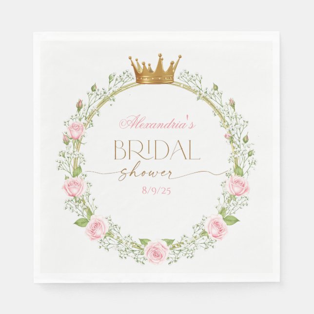 Blushing Romance: Roses & Baby's Breathe Serviette (Vorderseite)