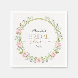 Blushing Romance: Roses & Baby's Breathe Serviette