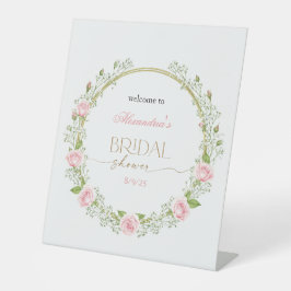 Blushing Romance: Roses & Baby's Breathe Sockelschild