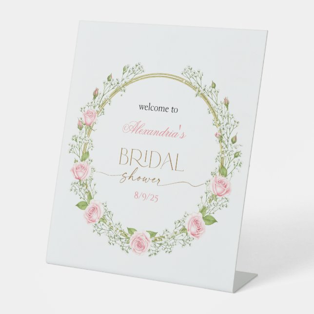 Blushing Romance: Roses & Baby's Breathe Sockelschild (Vorderseite)