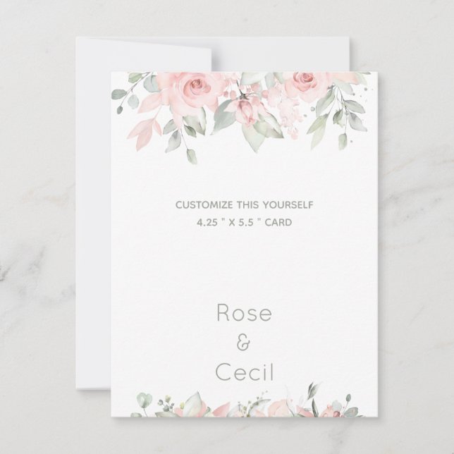 Blushing Rose 2 Wedding Stationery Anpassen Ankündigung (Vorderseite)