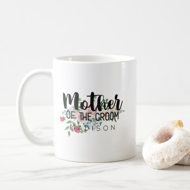 Blushing Rose Floral Wedding Mother of the Groom Tasse (Mit Donut)