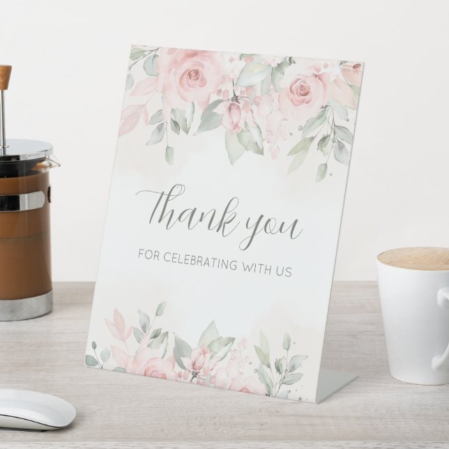 Blushing Rose Hochzeit Willkommen auf unserem Hoch Sockelschild (In SItu)