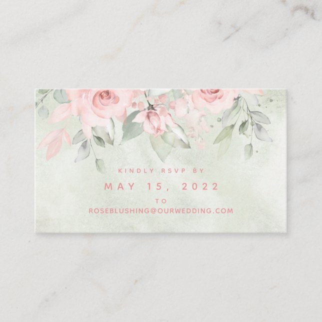 Blushing-Rose Hochzeiten Online-RSVP-Karte Visitenkarte (Vorderseite)