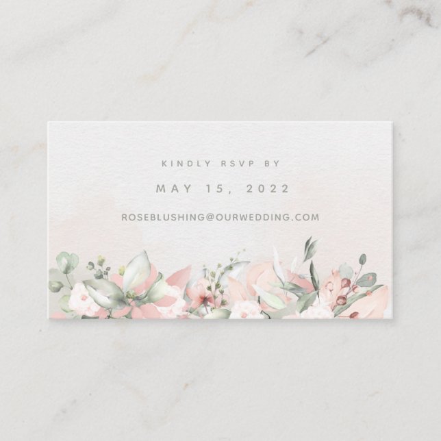 Blushing-Rose Hochzeiten Online-RSVP-Karte Visitenkarte (Vorderseite)