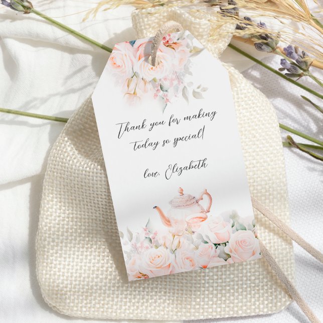 Blushing Rose Tee Party Brautparty Geschenkanhänger (Von Creator hochgeladen)