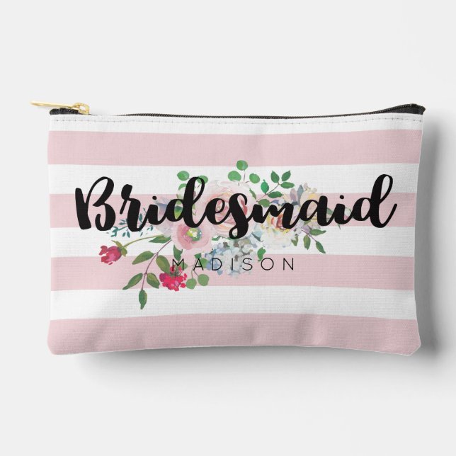 Blushing Rose Watercolor Floral Wedding Bridesmaid Zubehörtasche (Vorderseite)