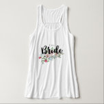 Blushing Rose Watercolor Floral Wedding Bridge Tank Top<br><div class="desc">Blushing Rose Watercolor Floral Wedding Personalisiert Bride T-Shirt mit hübscher Rose und Peony Blume und lustigen modernen Brush Schriftart. Karo meinen Shop,  um die gesamte Hochzeitssuite für dieses Design zu sehen!</div>