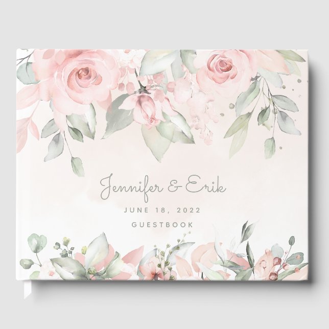 Blushing Rose Wedding Guest Book Gästebuch (Vorderseite)