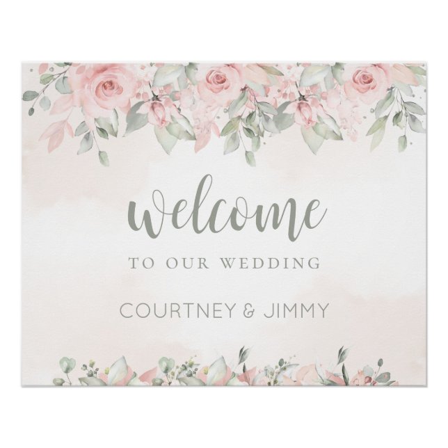 Blushing Rose Willkommen bei unserer Hochzeit Poster (Vorderseite)