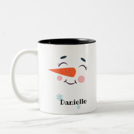 Blushing Snowman Gesicht Personalisiert Name Holid Zweifarbige Tasse