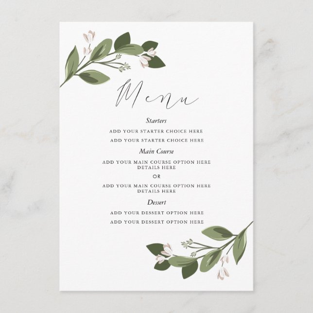 Blushing Sprigs Menu Card Menükarte (Vorderseite)