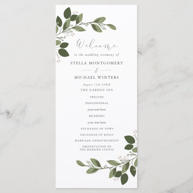 Blushing Sprigs Wedding Program Programm (Vorderseite)
