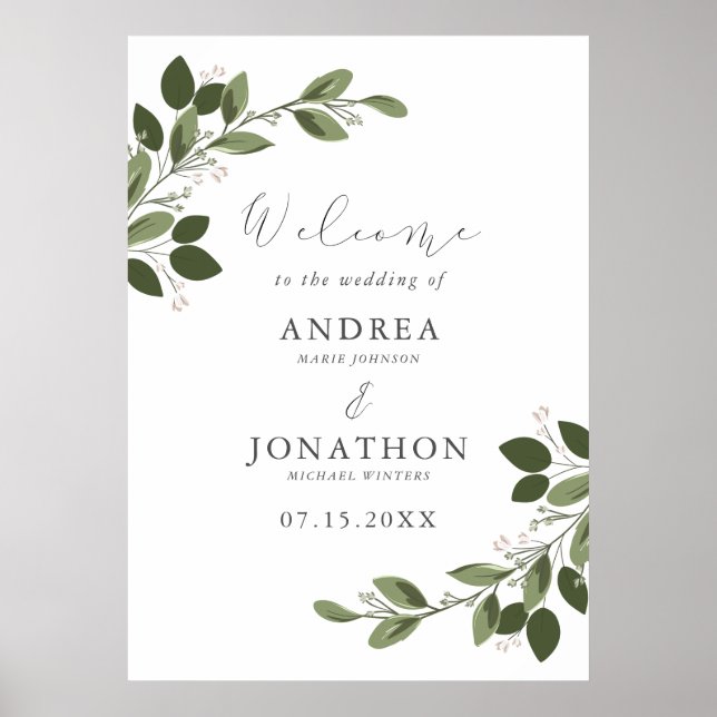 Blushing Sprigs Wedding Welcome Poster (Vorne)