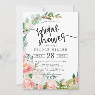Blushing Summer Floral Bridal Dusche Einladung